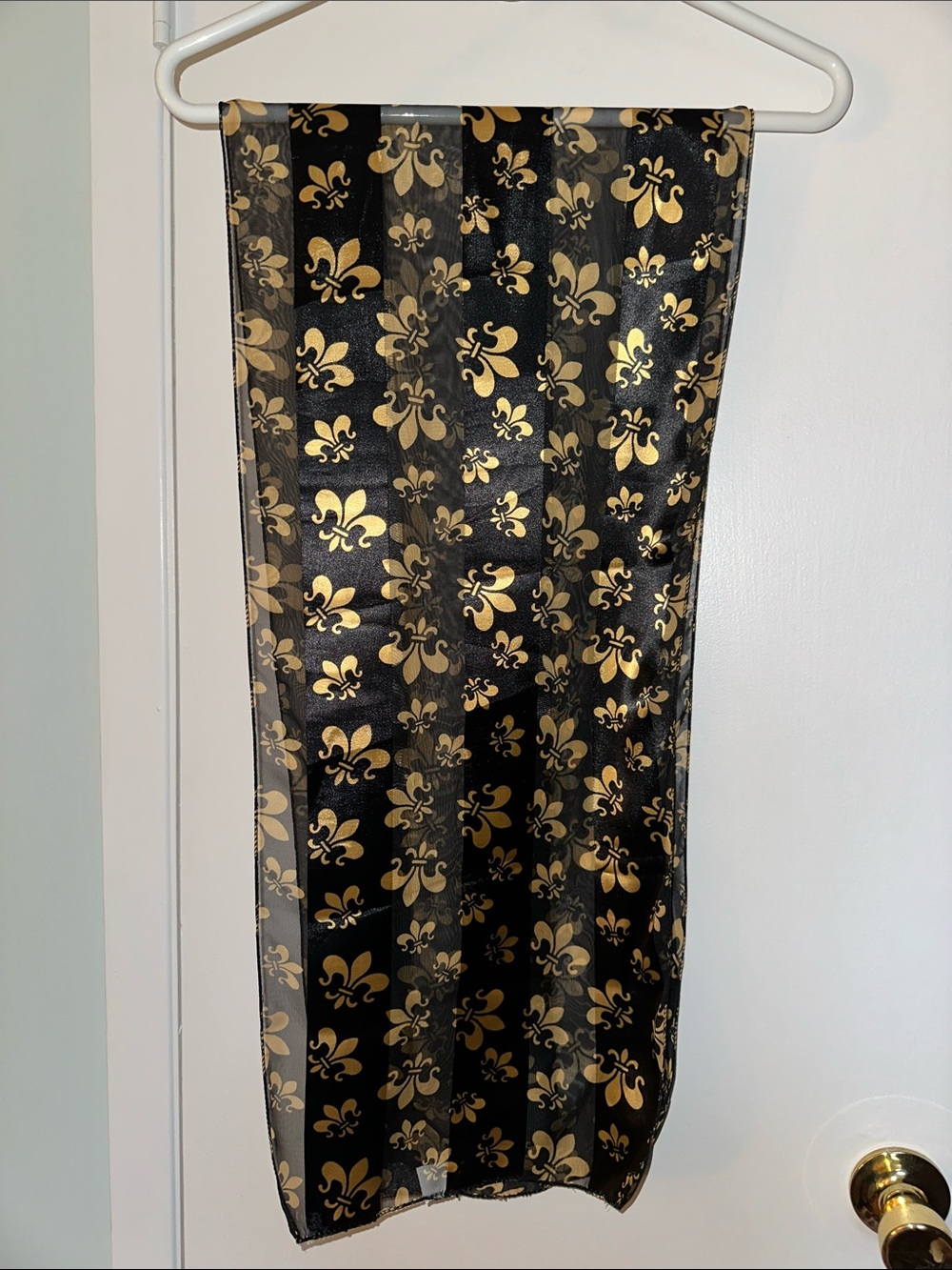 Black & Gold Fleur De Lis Print Scarf/Wrap from New Orleans/NOLA/Mardi Gras